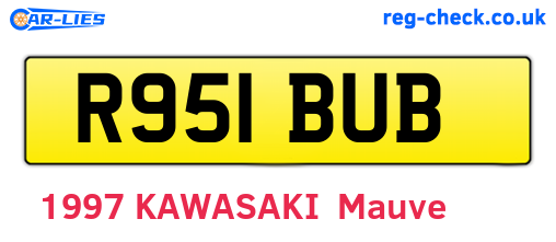 R951BUB are the vehicle registration plates.