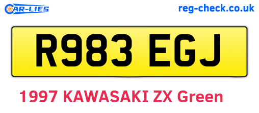 R983EGJ are the vehicle registration plates.