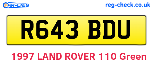 R643BDU are the vehicle registration plates.