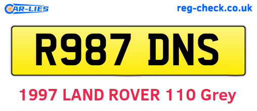 R987DNS are the vehicle registration plates.