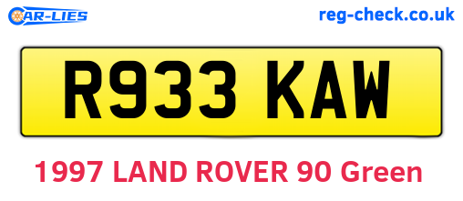 R933KAW are the vehicle registration plates.