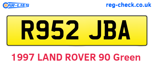 R952JBA are the vehicle registration plates.