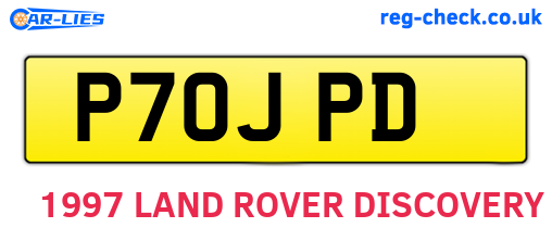 P70JPD are the vehicle registration plates.