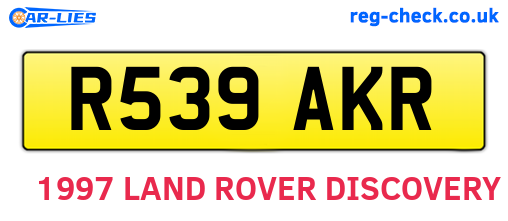 R539AKR are the vehicle registration plates.