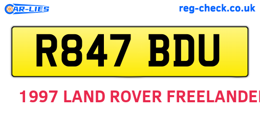 R847BDU are the vehicle registration plates.