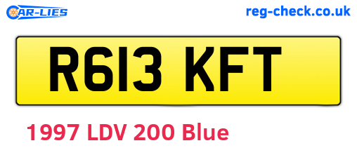 R613KFT are the vehicle registration plates.