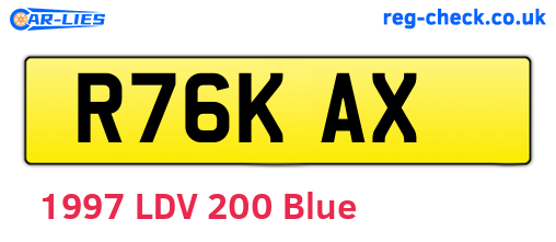 R76KAX are the vehicle registration plates.