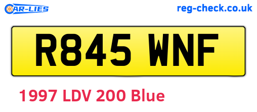 R845WNF are the vehicle registration plates.