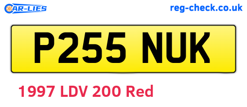 P255NUK are the vehicle registration plates.