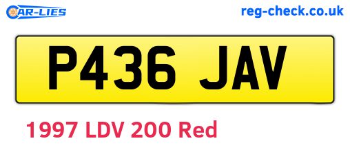 P436JAV are the vehicle registration plates.