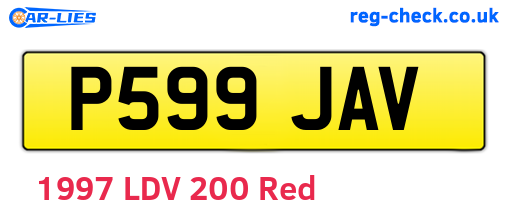 P599JAV are the vehicle registration plates.