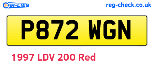 P872WGN are the vehicle registration plates.