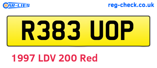 R383UOP are the vehicle registration plates.