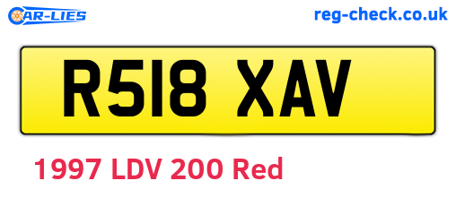 R518XAV are the vehicle registration plates.