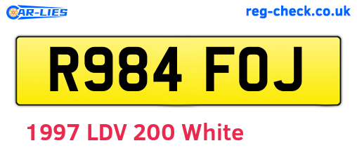 R984FOJ are the vehicle registration plates.