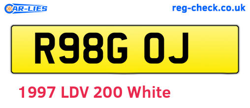 R98GOJ are the vehicle registration plates.