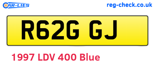 R62GGJ are the vehicle registration plates.