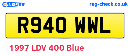 R940WWL are the vehicle registration plates.