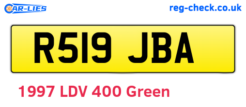 R519JBA are the vehicle registration plates.