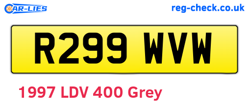 R299WVW are the vehicle registration plates.