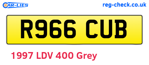 R966CUB are the vehicle registration plates.