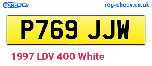 P769JJW are the vehicle registration plates.