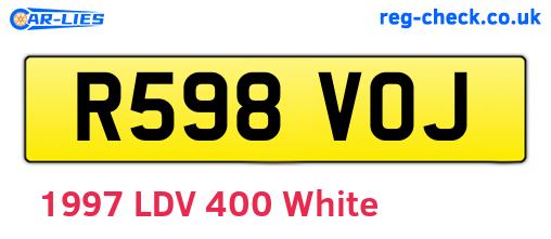 R598VOJ are the vehicle registration plates.