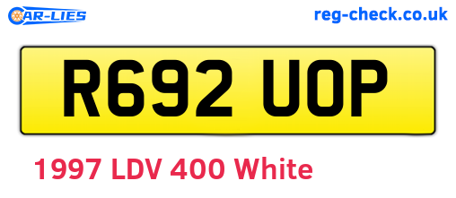 R692UOP are the vehicle registration plates.