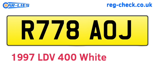 R778AOJ are the vehicle registration plates.