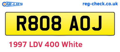 R808AOJ are the vehicle registration plates.