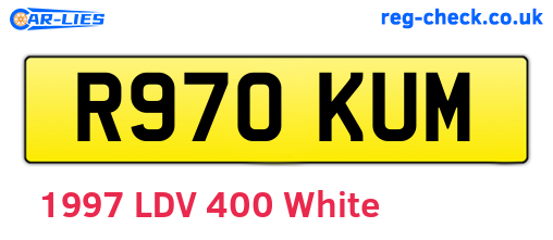 R970KUM are the vehicle registration plates.
