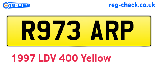 R973ARP are the vehicle registration plates.