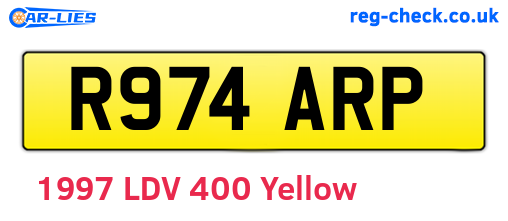 R974ARP are the vehicle registration plates.