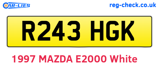 R243HGK are the vehicle registration plates.