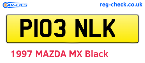 P103NLK are the vehicle registration plates.