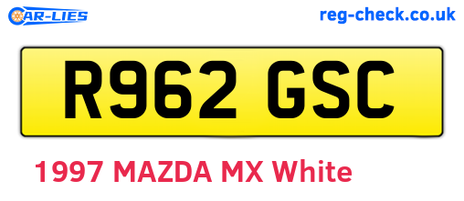 R962GSC are the vehicle registration plates.