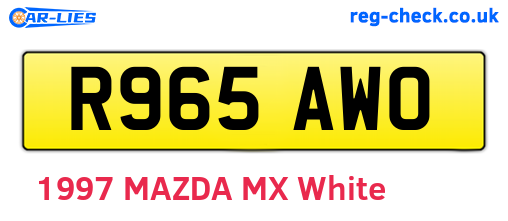 R965AWO are the vehicle registration plates.