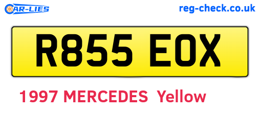 R855EOX are the vehicle registration plates.