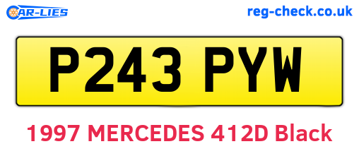 P243PYW are the vehicle registration plates.