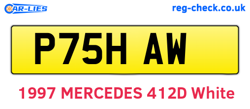 P75HAW are the vehicle registration plates.