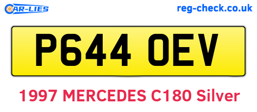 P644OEV are the vehicle registration plates.