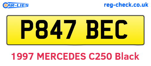 P847BEC are the vehicle registration plates.