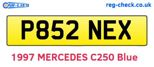 P852NEX are the vehicle registration plates.