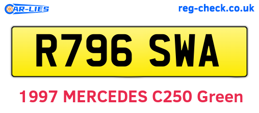 R796SWA are the vehicle registration plates.