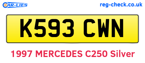 K593CWN are the vehicle registration plates.