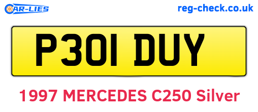 P301DUY are the vehicle registration plates.