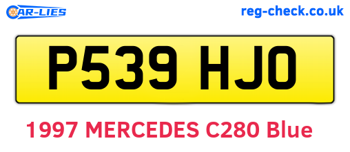 P539HJO are the vehicle registration plates.