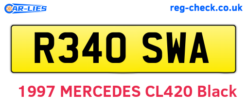 R340SWA are the vehicle registration plates.