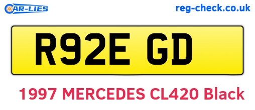 R92EGD are the vehicle registration plates.