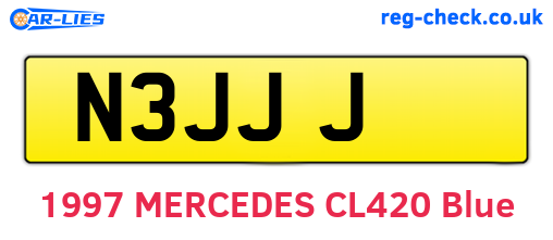 N3JJJ are the vehicle registration plates.